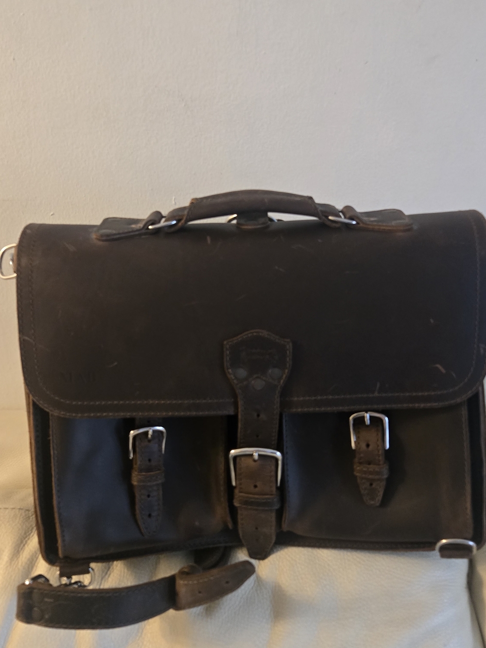 SaddleBack Men's Dark Brown Leather Briefcase - Classic Satchel
